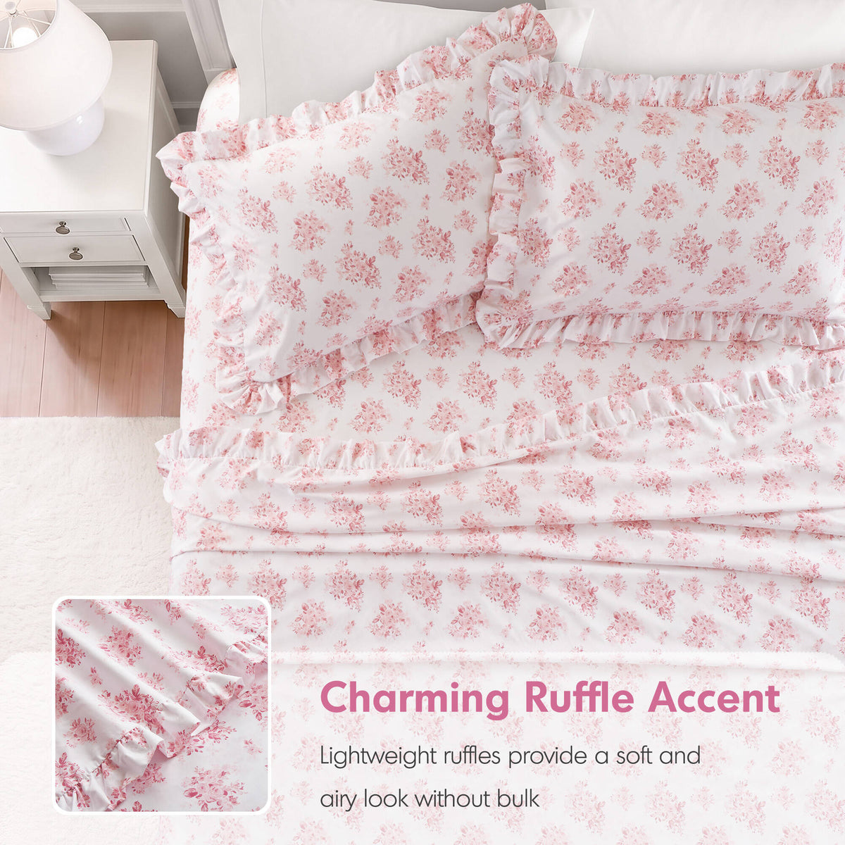 4 PCS MF Print Ruffled Hem Sheets - product image 200