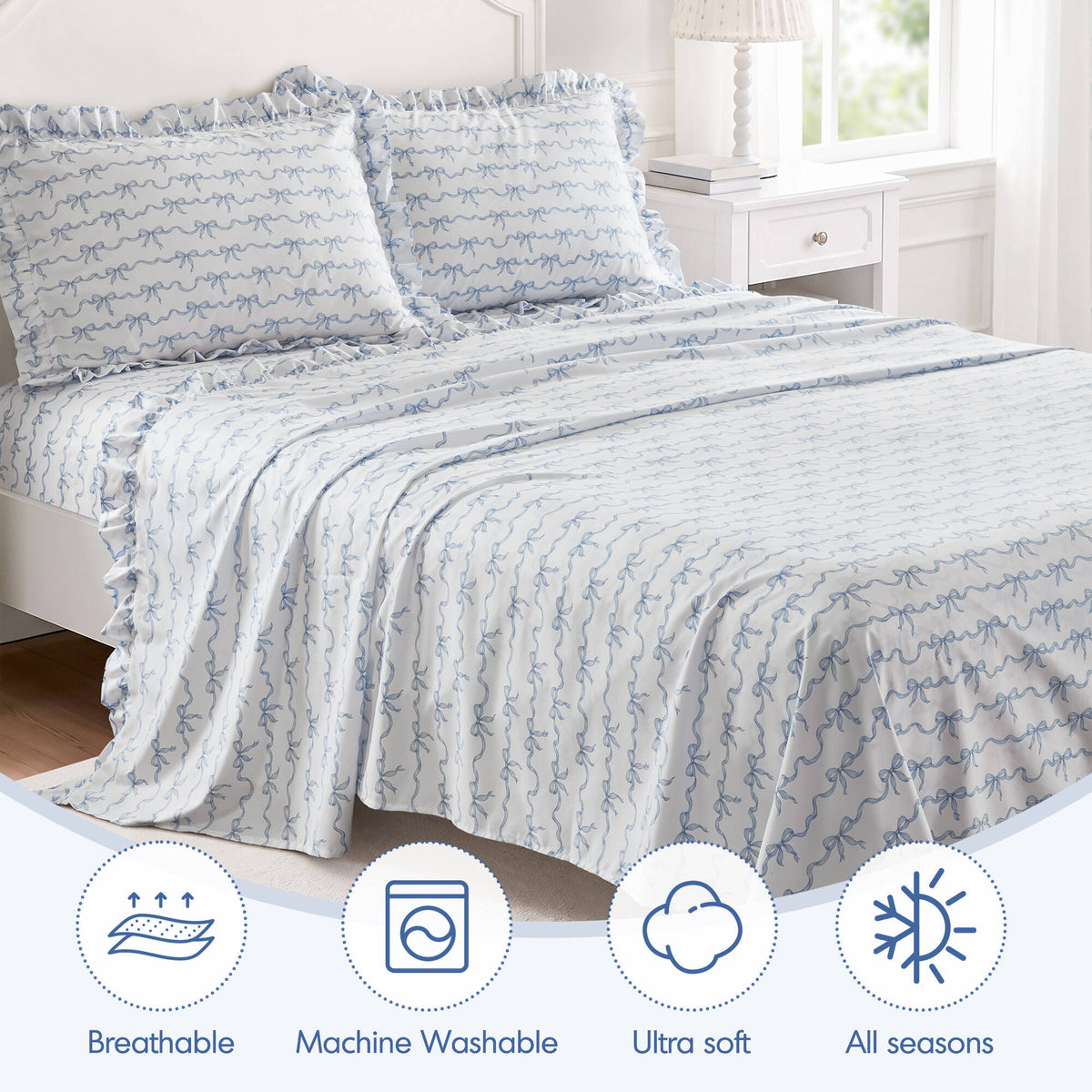 4 PCS MF Print Ruffled Hem Sheets - product image 25