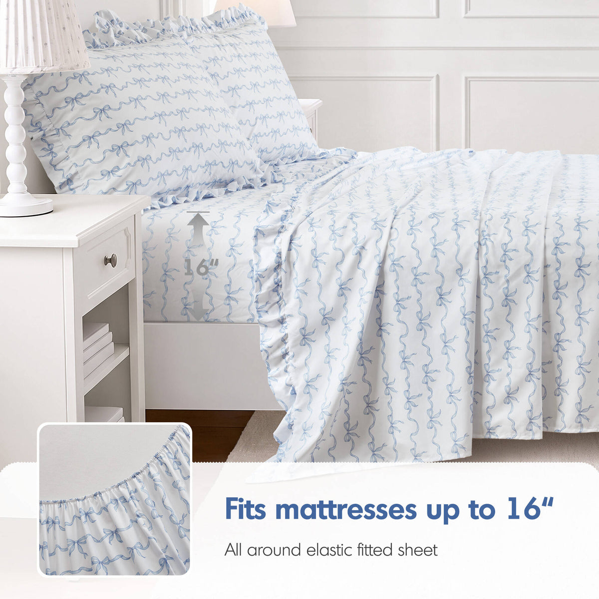 4 PCS MF Print Ruffled Hem Sheets - product image 39