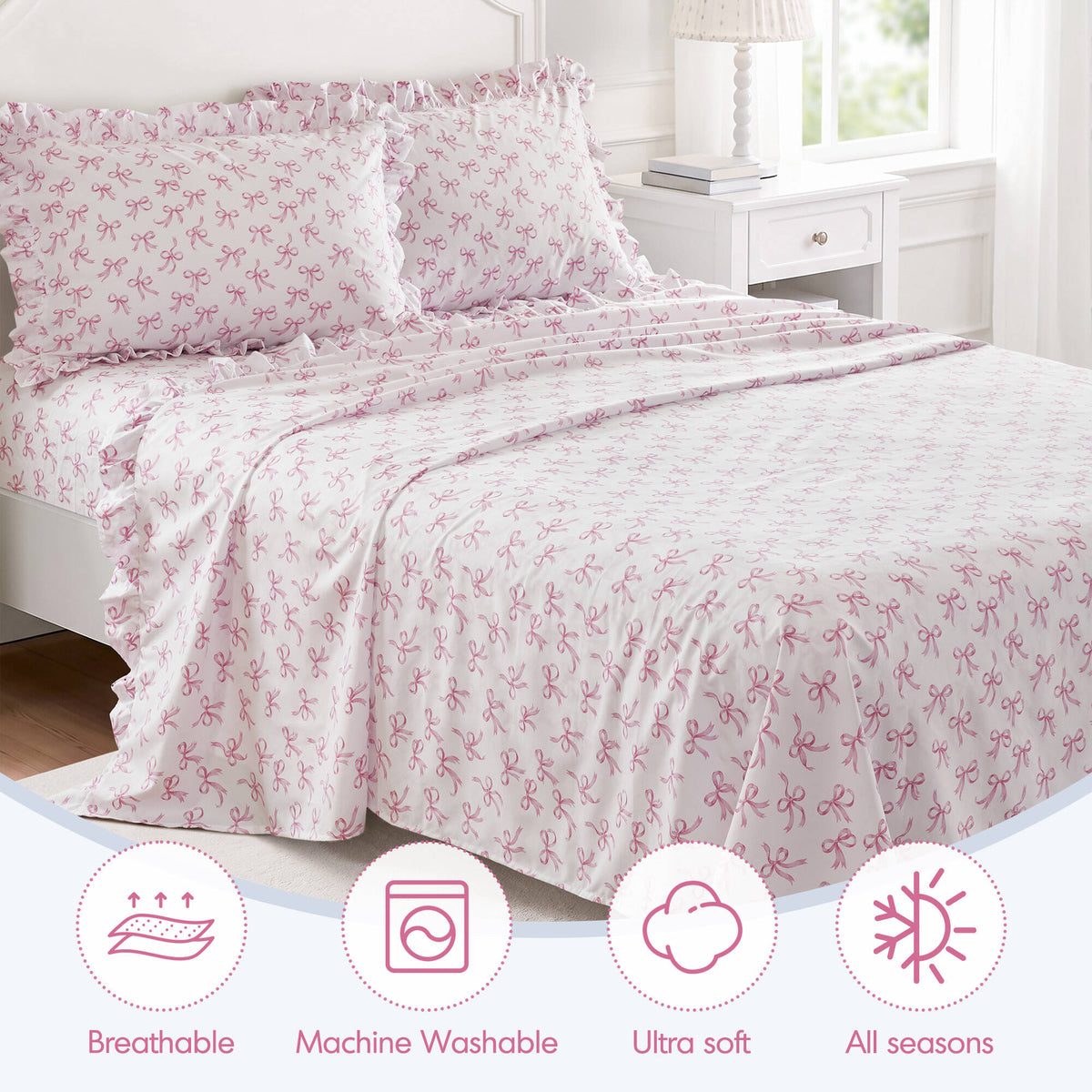 4 PCS MF Print Ruffled Hem Sheets - product image 72