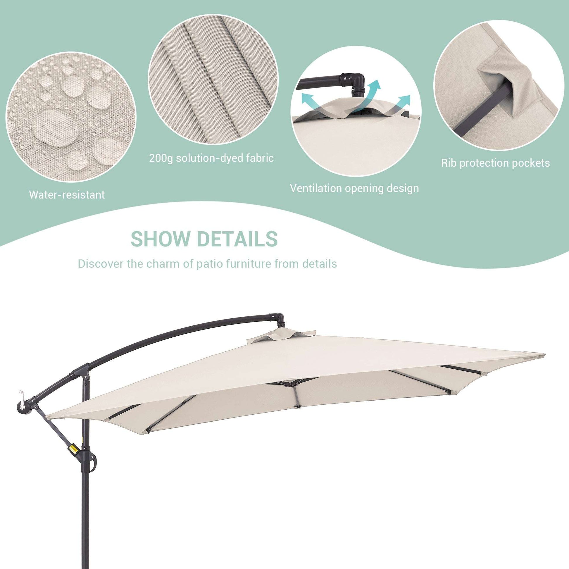 SONKUKI 8.2x8.2ft Offset Umbrellas.