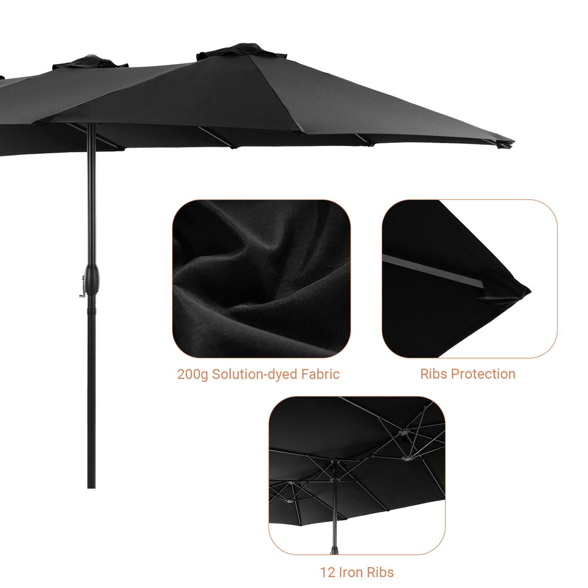 SONKUKI 15 x 9ft Double-Sided Patio Umbrella.