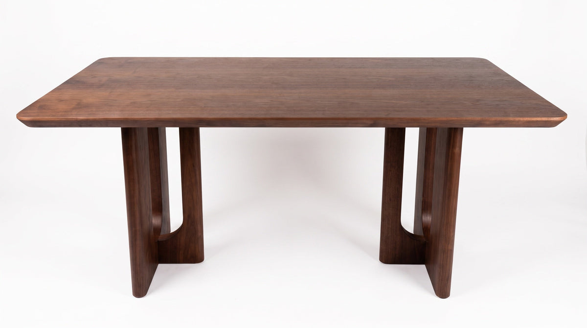 62.9-inch rectangular solid wood dining table; a minimalist, modern design suitable for kitchens, dining rooms and living rooms, in walnut finish - Sonkuki