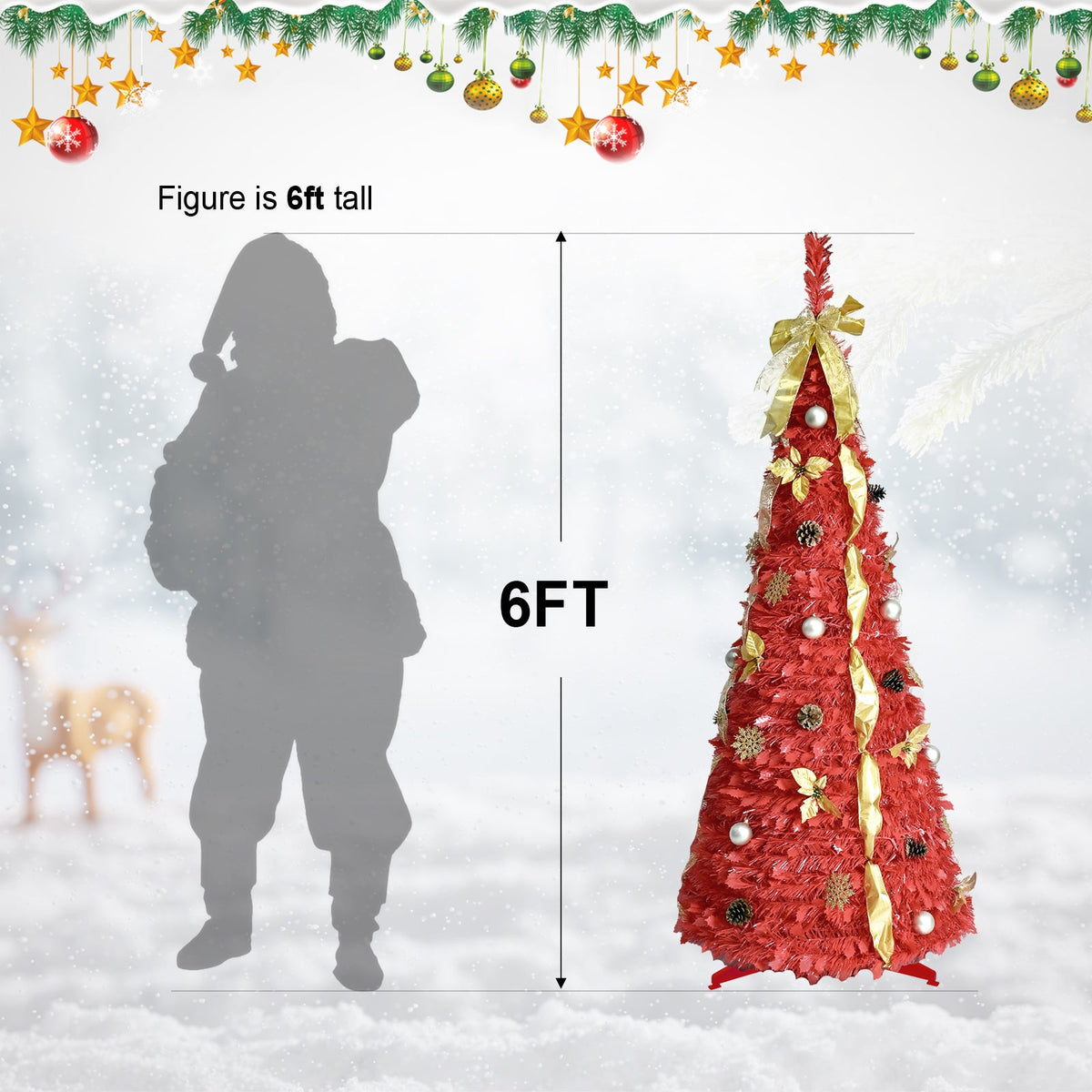6ft Pop-Up Decorated Christmas Tree - Sonkuki