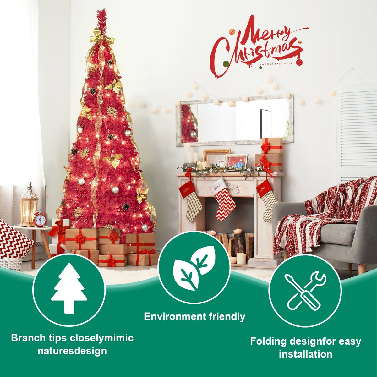 6ft Pop-Up Decorated Christmas Tree - Sonkuki