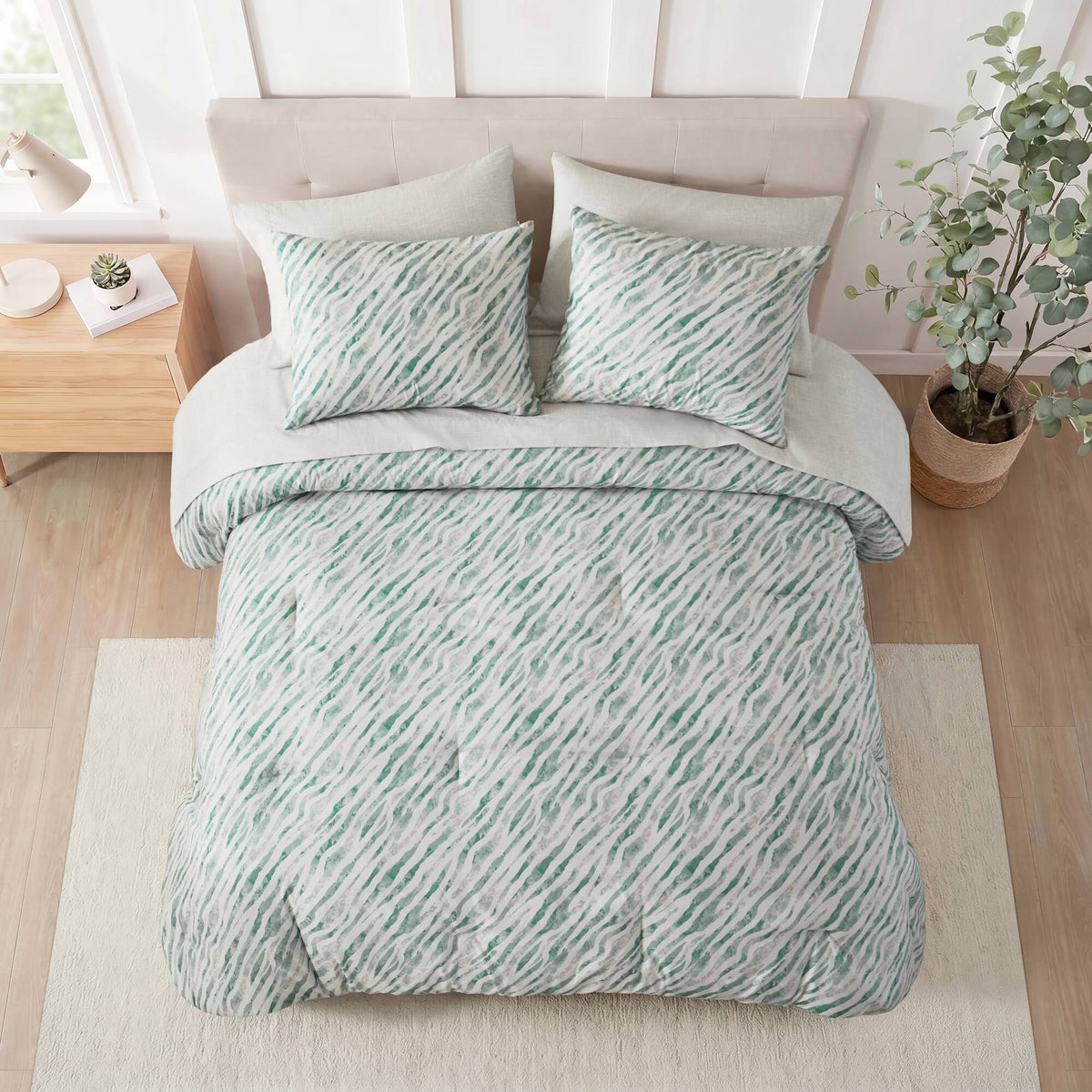 7 PCS Cal King Comforter Set with Sheet Set, Green - product image 8