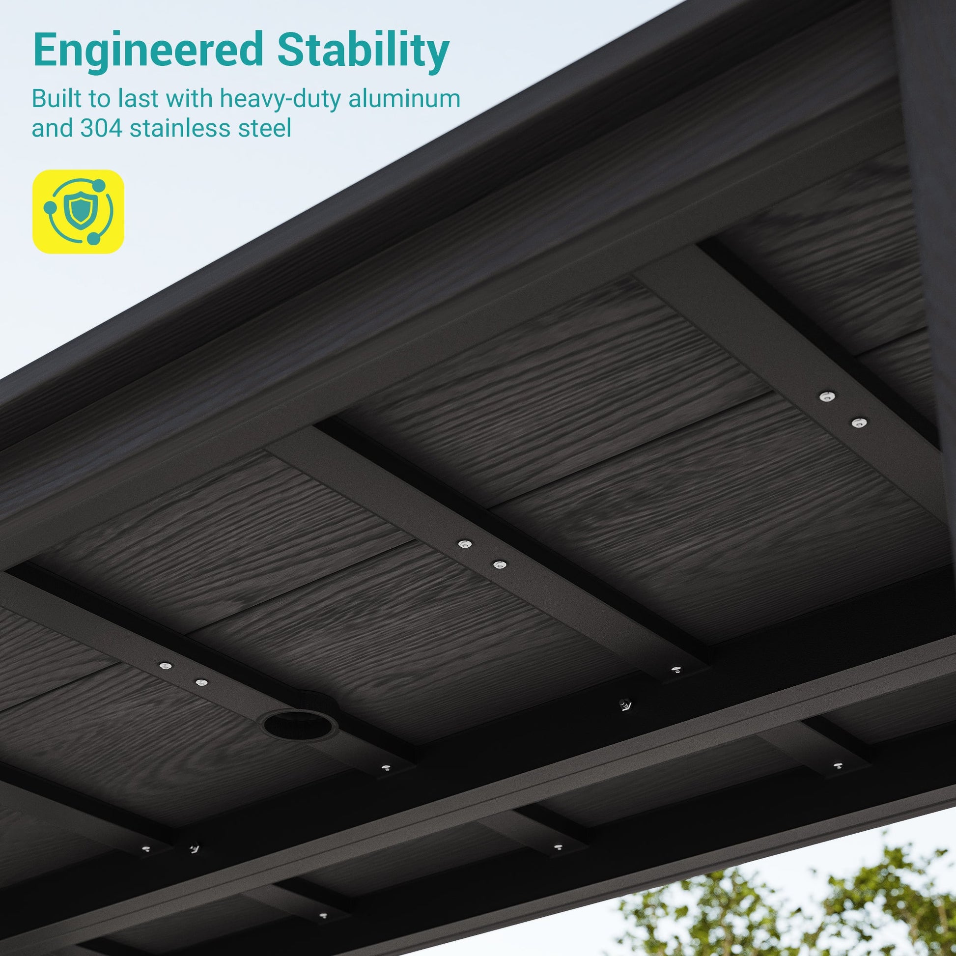 7 Piece Outdoor Dining Set HIPS Patio Furniture Rectangular Table and 6 Stackable Chairs with Umbrella Hole for Backyard - Sonkuki