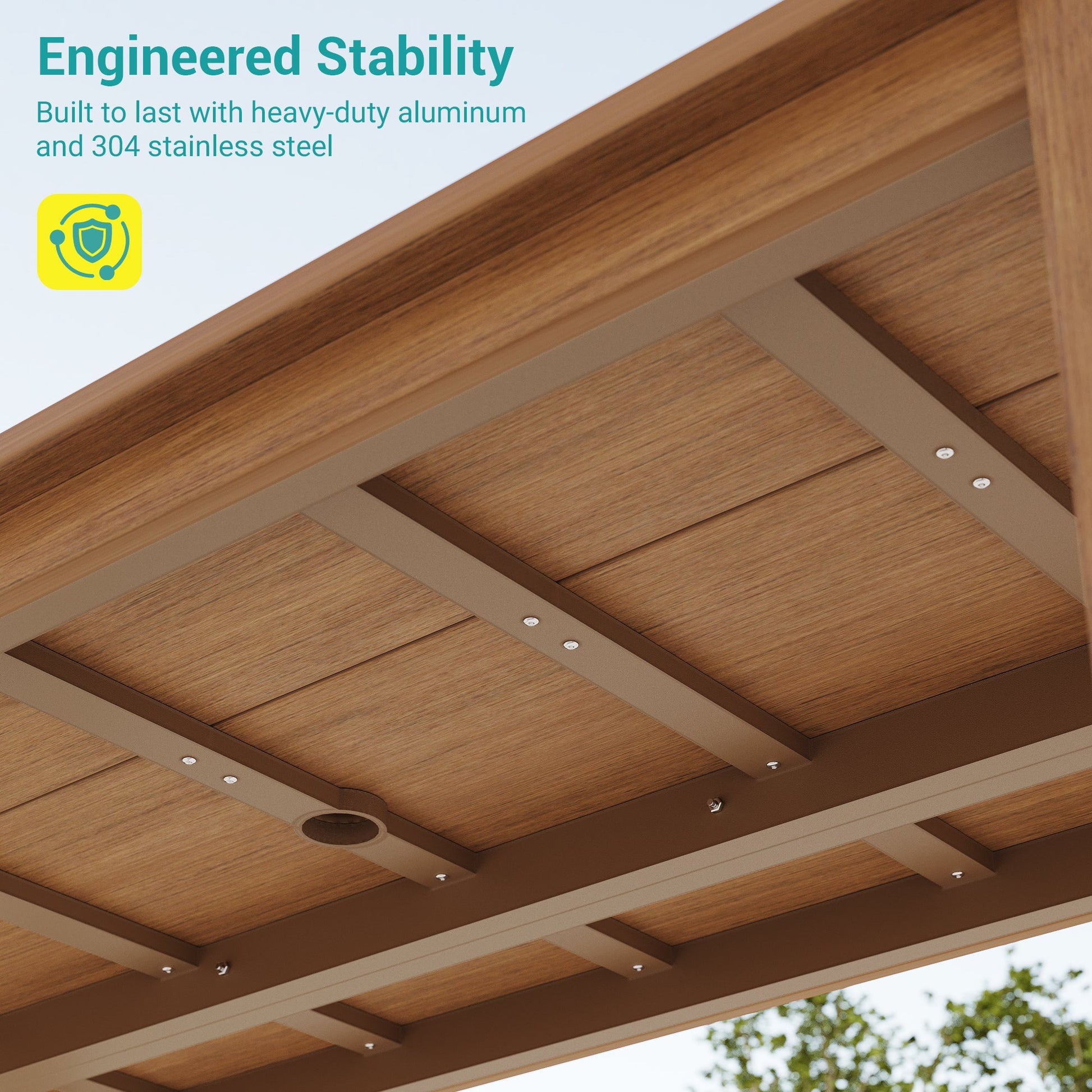 7 Piece Outdoor Dining Set HIPS Patio Furniture Rectangular Table and 6 Stackable Chairs with Umbrella Hole for Backyard - Sonkuki