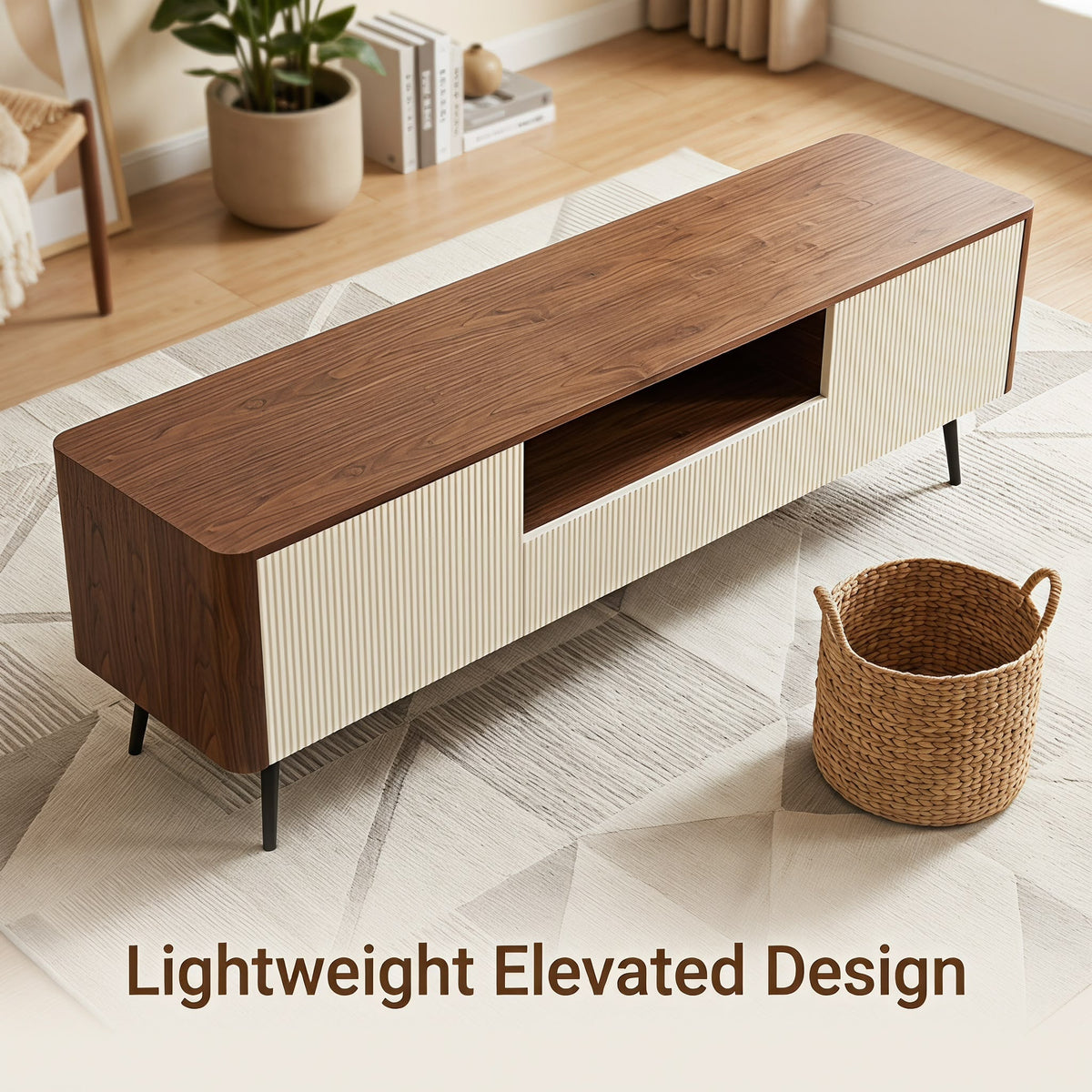 70.8-inch modern TV stand, suitable for televisions up to 85 inches, featuring enclosed storage and cable management, soft-close hinges and iron legs, ideal for the living room - Sonkuki