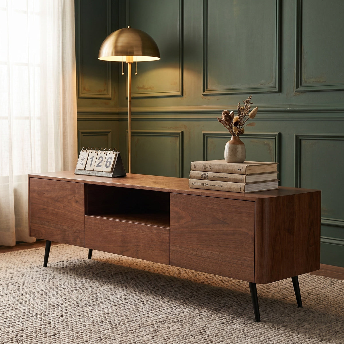 70.8-inch modern TV stand, suitable for televisions up to 85 inches, featuring enclosed storage and cable management, soft-close hinges and iron legs, ideal for the living room - Sonkuki