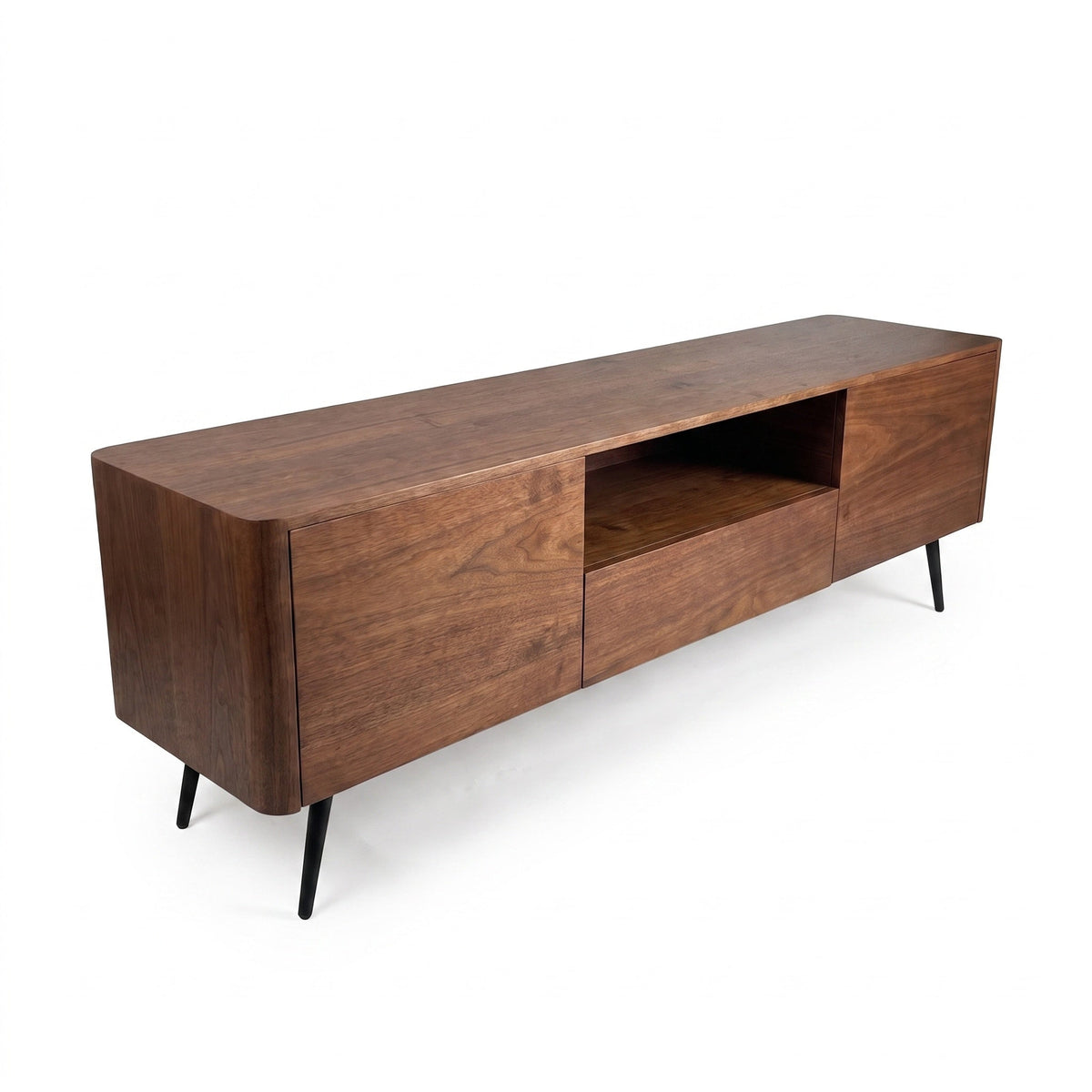 70.8-inch modern TV stand, suitable for televisions up to 85 inches, featuring enclosed storage and cable management, soft-close hinges and iron legs, ideal for the living room - Sonkuki