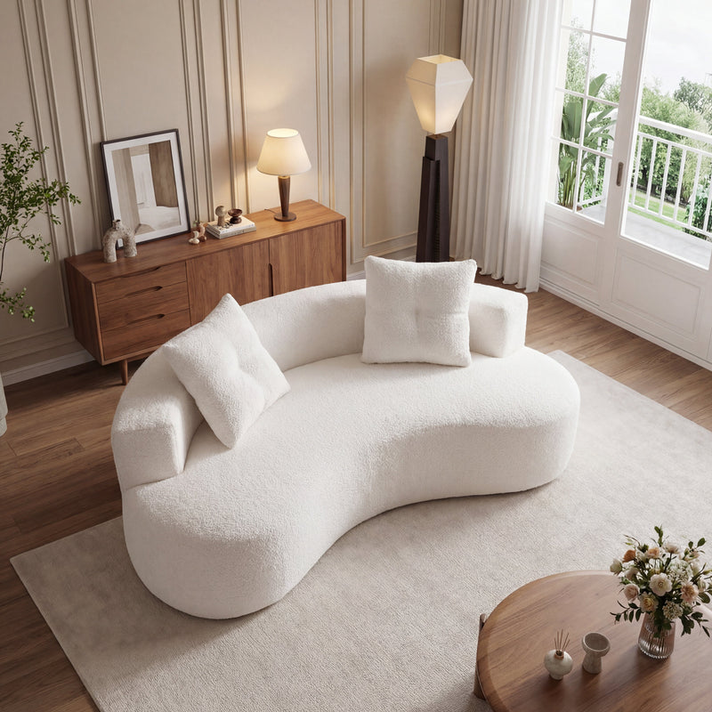 79.5" 3 Seater Couch for Living Room, Boneless Couch with 2 Pillows,Upholstered Floor Sofa - Sonkuki