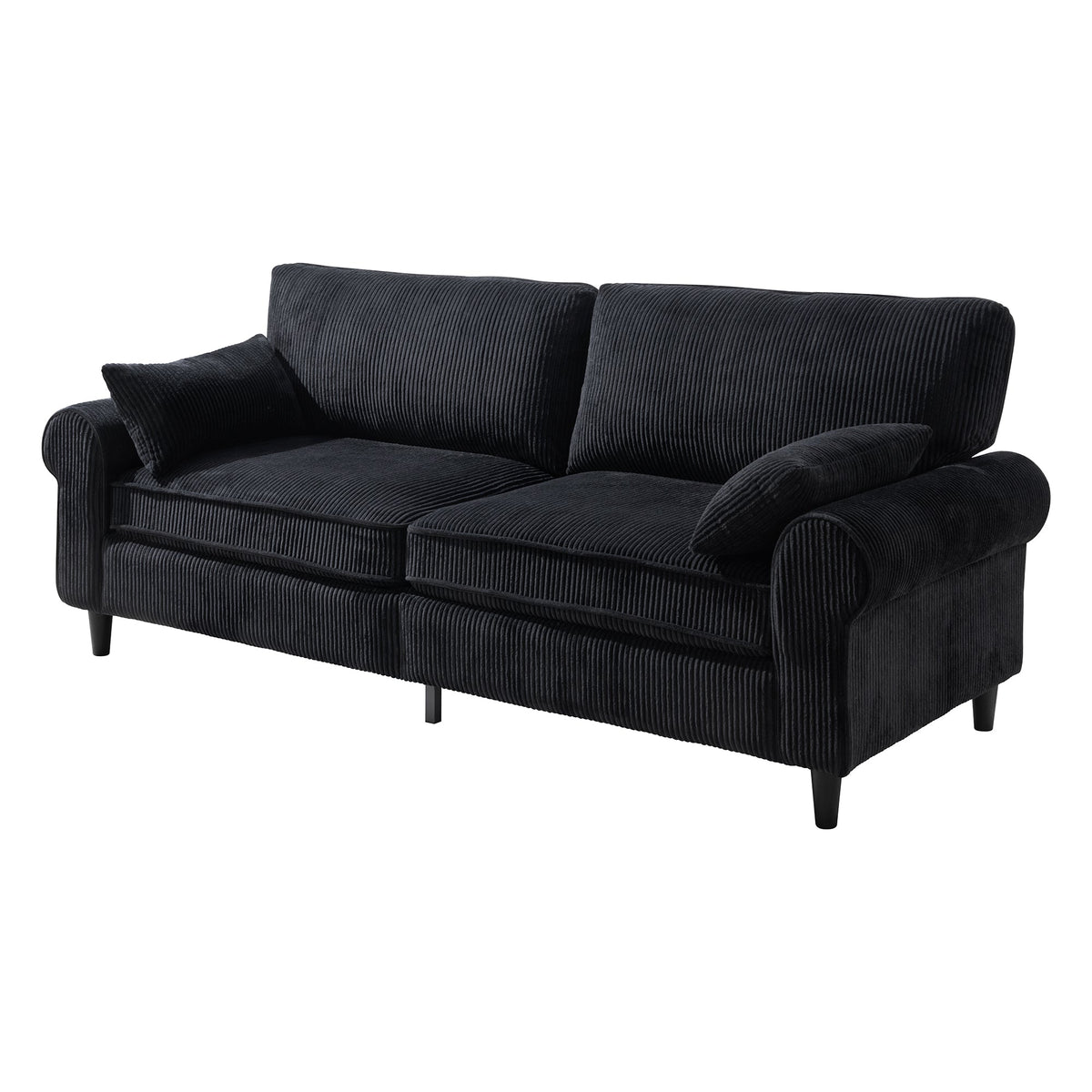 80.7" Corduroy Loveseat Sofa, 2-Seater Couch with Rolled Armrests, Iron & Wood Frame Construction, Modern Upholstered Sofa for Living Room, Apartment - Sonkuki