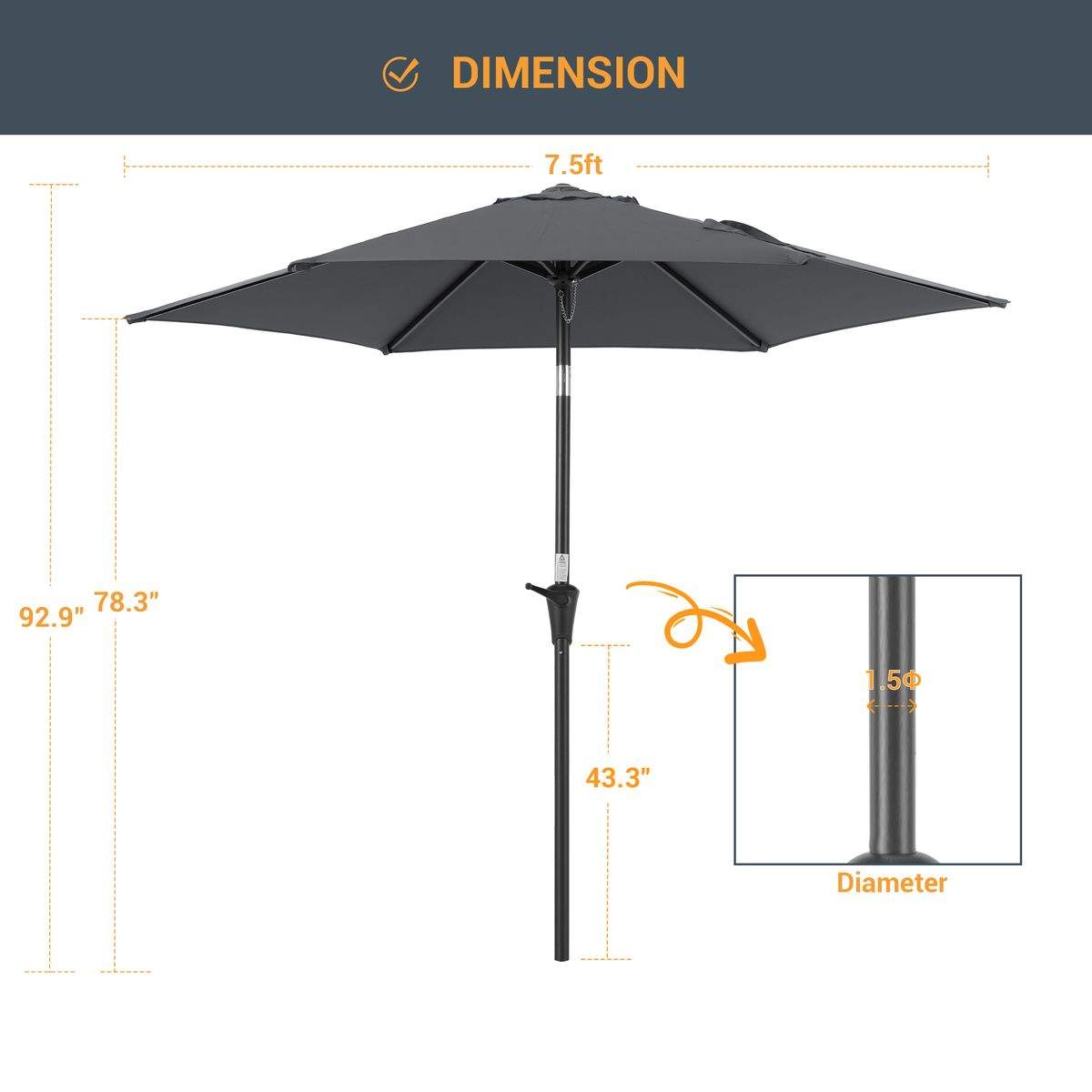 SONKUKI FS 7.5 FT Market Umbrellas.