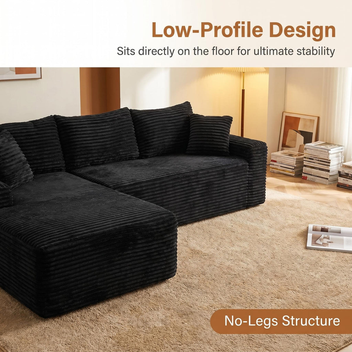 94.5" Cloud Modular Sectional Sofa Couch with L-Shape Chaise,Modern Minimalist Upholstered Couches for Living Room Bedroom,Deep Seat Corner Couch,No Assembly Required - Sonkuki