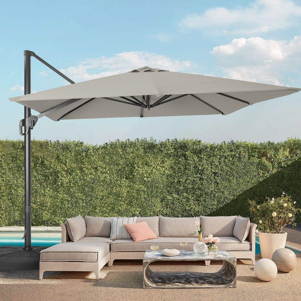 SONKUKI 10x10ft Cantilever Umbrella Pro.