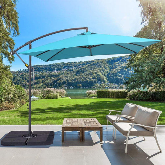 SONKUKI 8.2 x 8.2ft. Square Patio Offset Umbrellas With Base - Sonkuki