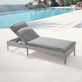 SONKUKI Patio Reclining Chair Rattan Single Lounge Water-Repellent Cushion Adjustable Chaise Suiting for Yard, Poolside and Beach.