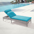 SONKUKI Patio Reclining Chair Rattan Single Lounge Water-Repellent Cushion Adjustable Chaise Suiting for Yard, Poolside and Beach.