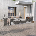 SONKUKI 5-Piece Patio Sofa Set Gray Rattan Outdoor Furniture Set Three-Seat Sofa Ottomans Suiting Backyard, Poolside and Patio.