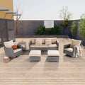  Rocking Sofa SONKUKI  6-Piece Patio Sofa Set Gray Rattan