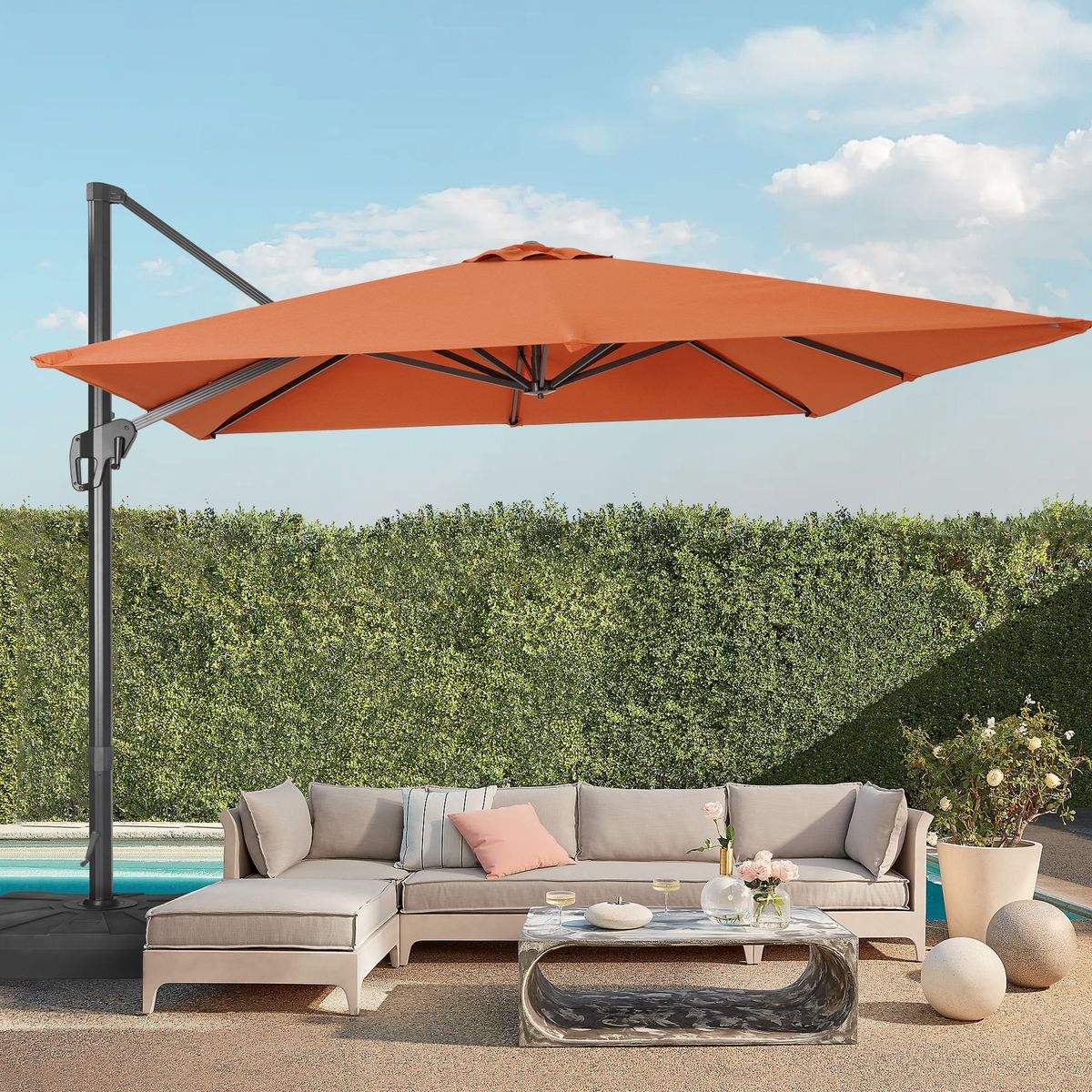 SONKUKI 10x10ft Cantilever Umbrella Pro.