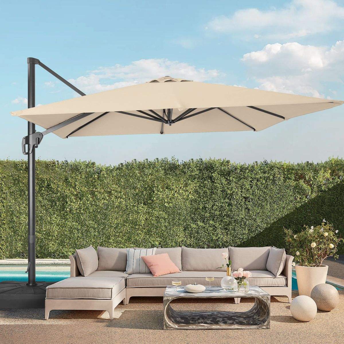 SONKUKI 10x10ft Cantilever Umbrella Pro.