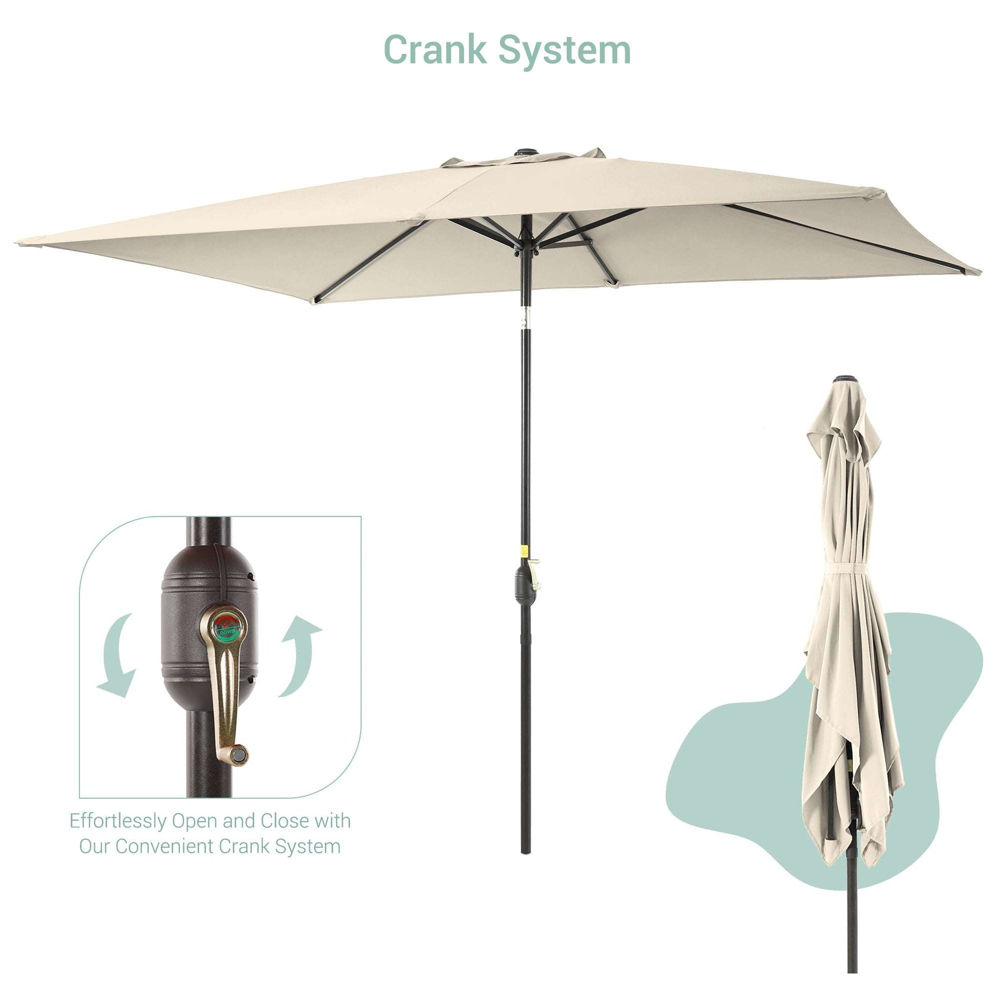 SONKUKI 9x6ft Market Umbrella Iron Rod.