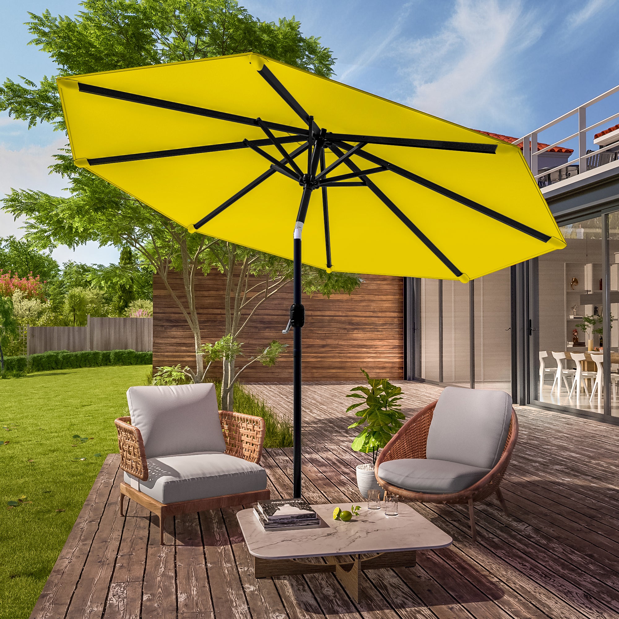 patio様 Sonkuki 8.2-ft Steel Gray No-tilt Offset Patio Umbrella SD