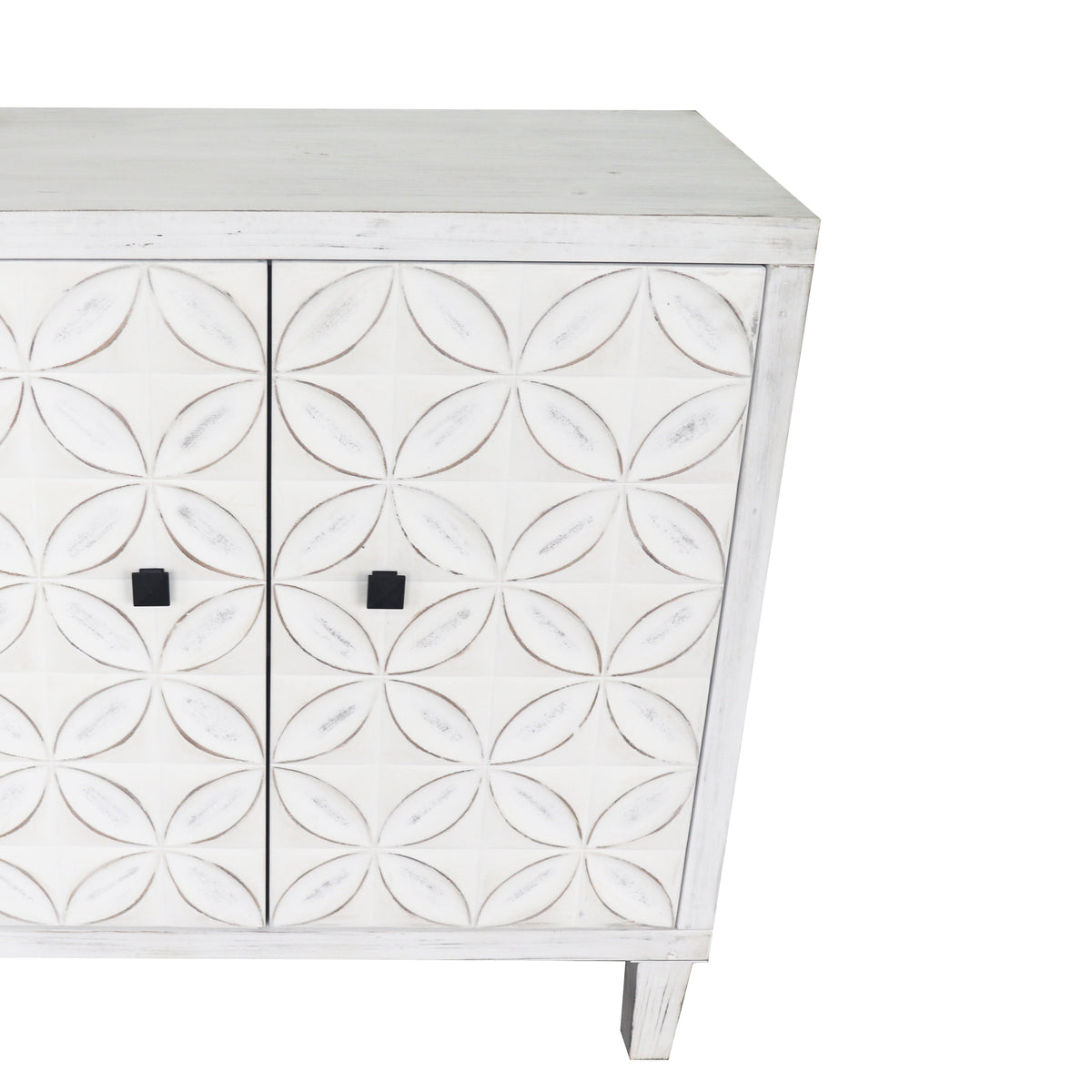 Accent Cabinet Farmhouse Style 4 Door Wooden Cabinet Sideboard Buffet Server Cabinet Storage Cabinet, for Living Room, Entryway, Hallway, Office, Kitchen and Dining Room - Sonkuki