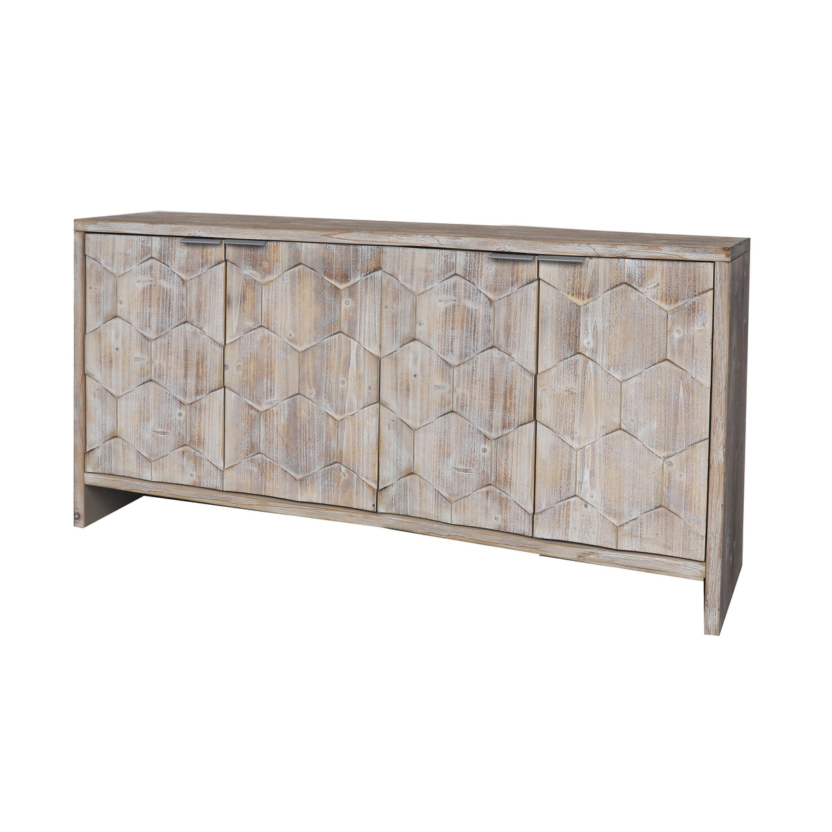 Accent Cabinet Farmhouse Style 4 Door Wooden Cabinet Sideboard Buffet Server Cabinet Storage Cabinet, for Living Room, Entryway, Hallway, Office, Kitchen and Dining Room - Sonkuki