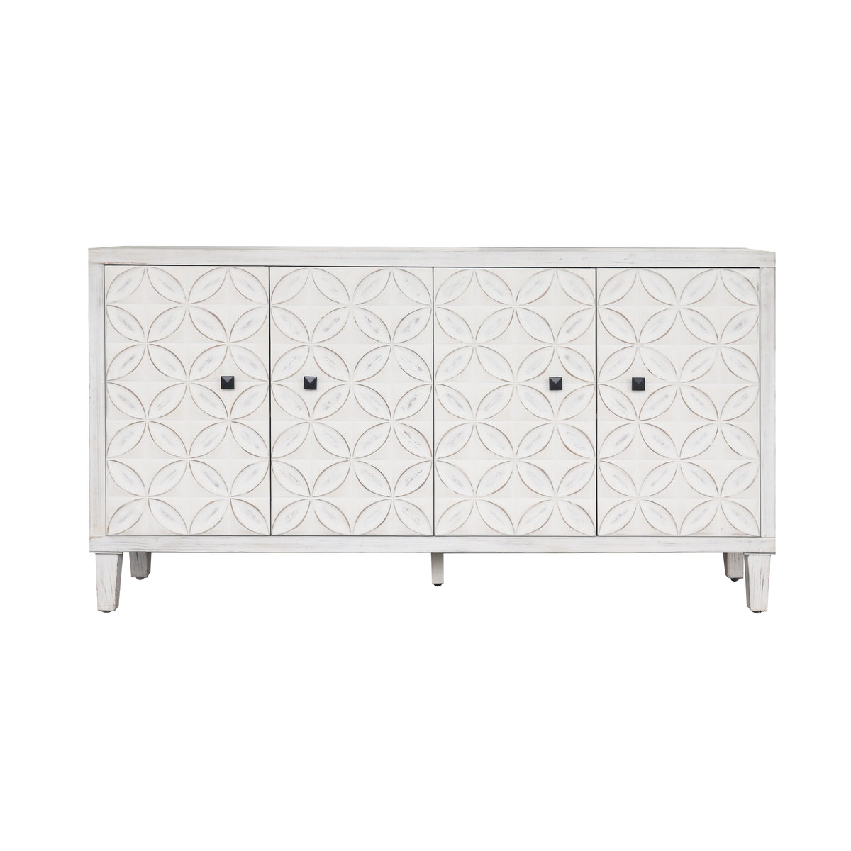 Accent Cabinet Farmhouse Style 4 Door Wooden Cabinet Sideboard Buffet Server Cabinet Storage Cabinet, for Living Room, Entryway, Hallway, Office, Kitchen and Dining Room - Sonkuki