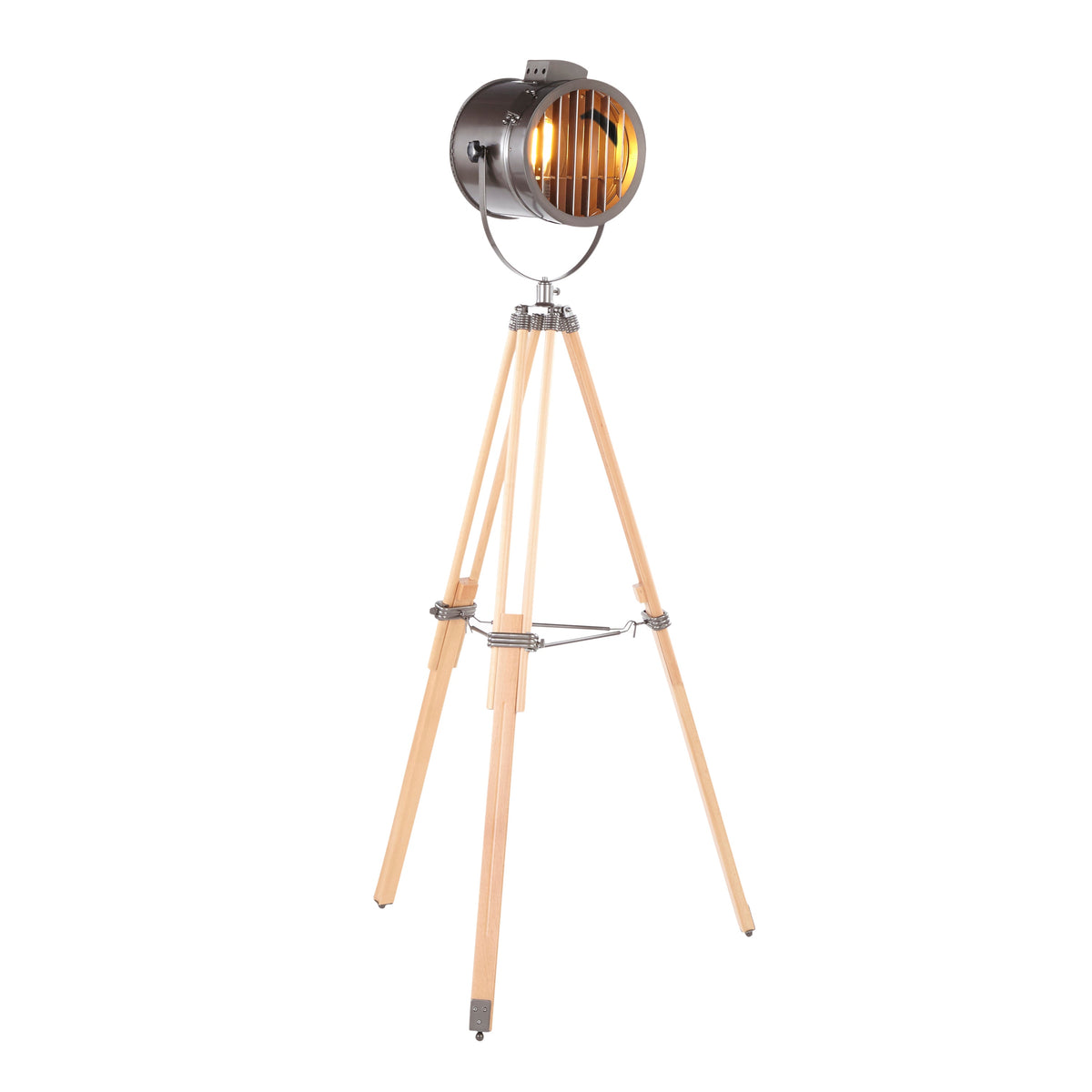 Ahoy Industrial Floor Lamp in Natural Wood and Antique Metal by LumiSource - Sonkuki