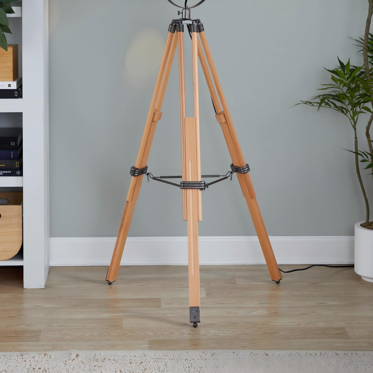 Ahoy Industrial Floor Lamp in Natural Wood and Antique Metal by LumiSource - Sonkuki