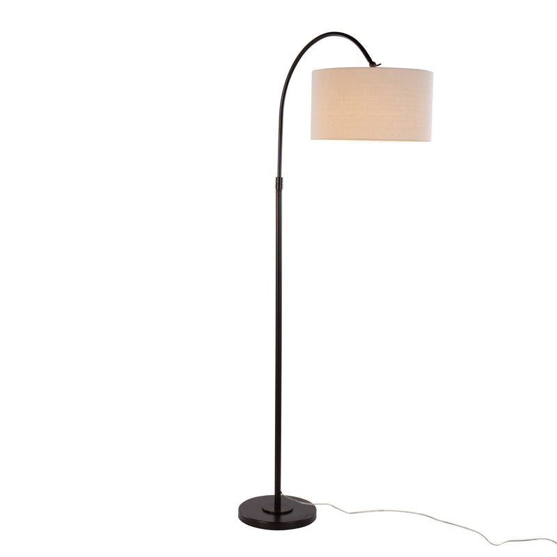April 72" Contemporary Metal Floor Lamp in Oil Bronze with Natural Linen Shade by LumiSource - main product image