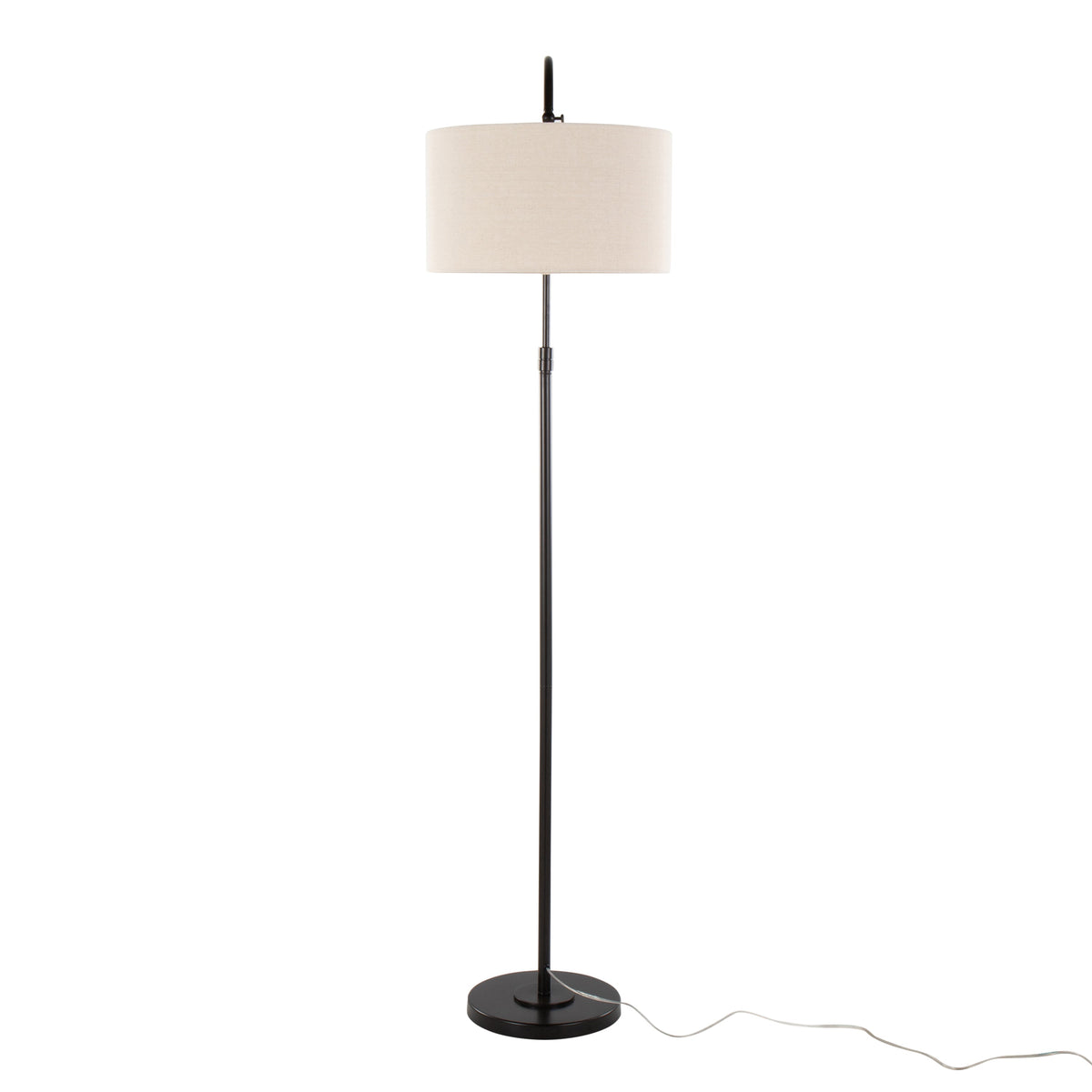 April 72" Contemporary Metal Floor Lamp in Oil Bronze with Natural Linen Shade by LumiSource - Sonkuki