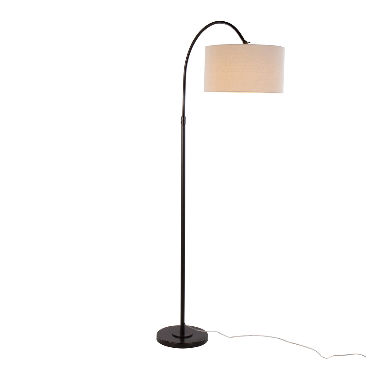 April 72" Contemporary Metal Floor Lamp in Oil Bronze with Natural Linen Shade by LumiSource - Sonkuki