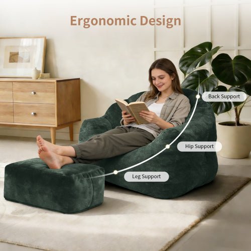 Bean bag chair, armrest bean bag sofa chair filled with high-density foam, comfortable lazy sofa chair, adult bean bag chair for the living room, bedroom reading. - Sonkuki