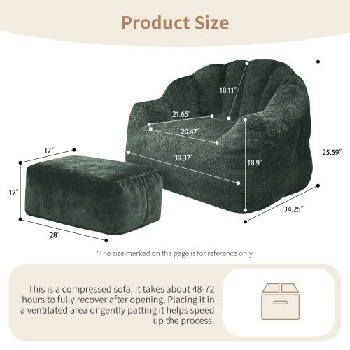 Bean bag chair, armrest bean bag sofa chair filled with high-density foam, comfortable lazy sofa chair, adult bean bag chair for the living room, bedroom reading. - Sonkuki