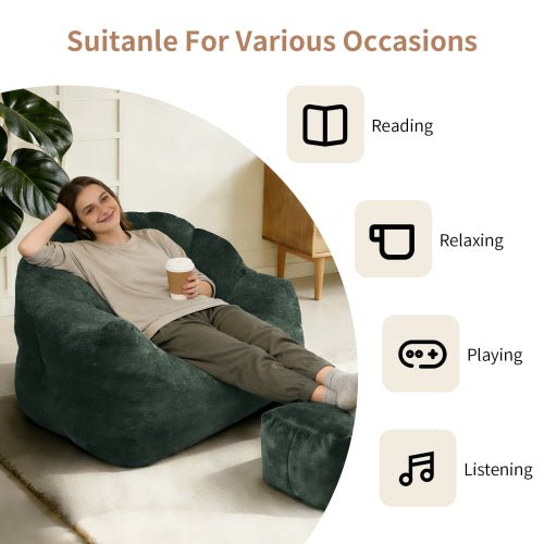 Bean bag chair, armrest bean bag sofa chair filled with high-density foam, comfortable lazy sofa chair, adult bean bag chair for the living room, bedroom reading. - Sonkuki