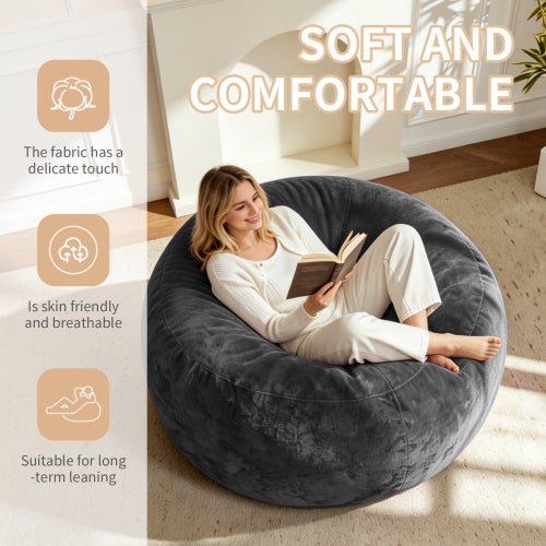 Bean Bag Chair, Memory Foam Filling, Adult and Teen Soft Sofa with Flannel Cover for Living Room, Bedroom, College Dorm - Sonkuki