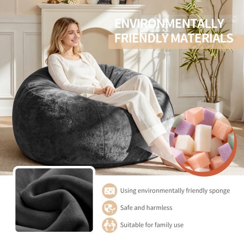 Bean Bag Chair, Memory Foam Filling, Adult and Teen Soft Sofa with Flannel Cover for Living Room, Bedroom, College Dorm - Sonkuki