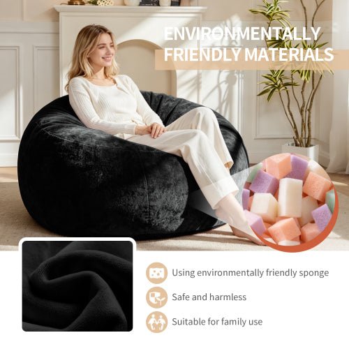 Bean Bag Chair, Memory Foam Filling, Adult and Teen Soft Sofa with Flannel Cover for Living Room, Bedroom, College Dorm - Sonkuki