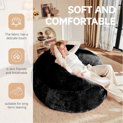 Bean Bag Chair, Memory Foam Filling, Adult and Teen Soft Sofa with Flannel Cover for Living Room, Bedroom, College Dorm - Sonkuki