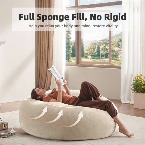 Bean Bag Chair, Memory Foam Filling, Adult and Teen Soft Sofa with Flannel Cover for Living Room, Bedroom, College Dorm - Sonkuki
