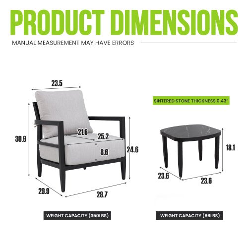 Belmore Lounge Chair 3-Piece Set - Sonkuki