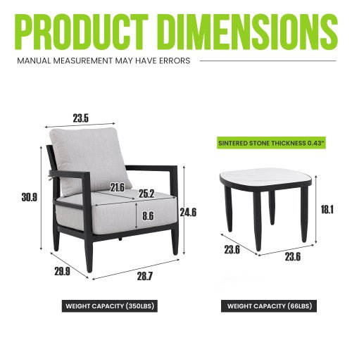 Belmore Lounge Chair 3-Piece Set - Sonkuki