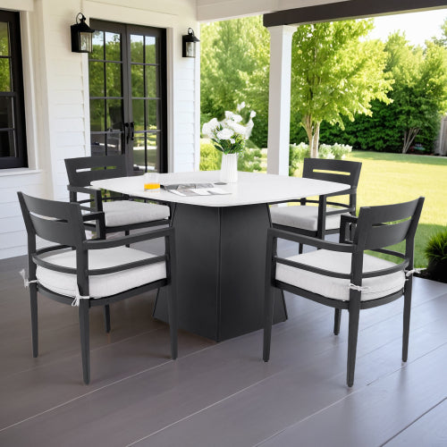 Belmore Pedestal Sintered Stone Dining Chair 5-Piece Set - main product image