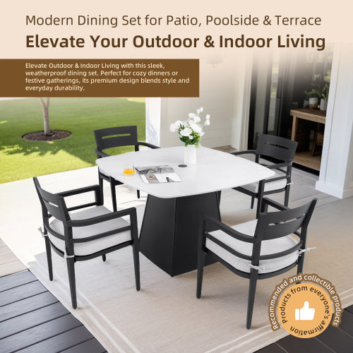 Belmore Pedestal Sintered Stone Dining Chair 5-Piece Set - product image 2