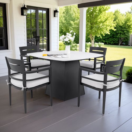 Belmore Pedestal Sintered Stone Dining Chair 5-Piece Set - Sonkuki